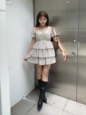 「アイテム（ブーツ）」を使った、真里さん（レディース・162cm）の夏コーディネート