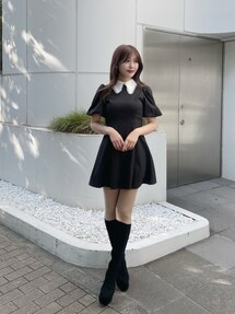 美品✨EATME ピコレースカラーワンピース ブラック　S EATME（イートミー）の「ピコレースカラーワンピース