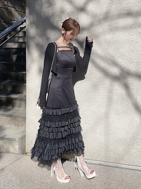 「アイテム（ワンピース）」を使った、真里さん（レディース・162cm）の冬コーディネート
