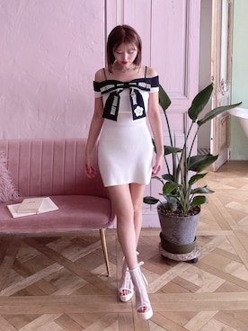 「春ニット」｜「アイテム（ワンピース）」を使った、真里さん（レディース・162cm）の春コーディネート