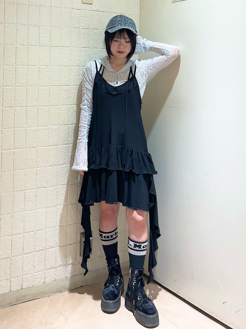 セール】ドレープフリルカットミニワンピース 迷彩 カモフラ