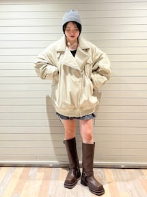 jouetie 合成皮革 ダウンジャケット フェイクレザーライダースMA-1ジャケット｜ジュエティ（jouetie