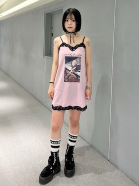 「アイテム（チョーカー）」を使った、MOMOKAさん（レディース・153cm）の夏コーディネート