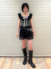 jouetie リボンステッチフリルビスチェ トップス リボンステッチフリルブラウス ビスチェ【セットアップ対応