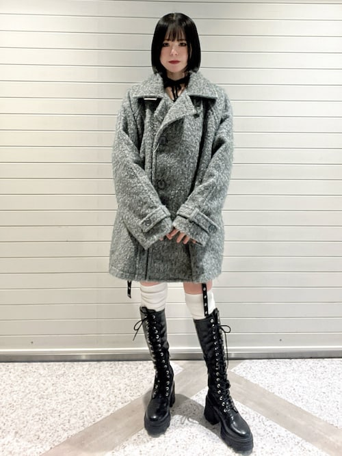 joutie ストレッチレースアップロングブーツ 厚底 セール】ストレッチレースアップロングブーツ 厚底 靴 冬服（ブーツ