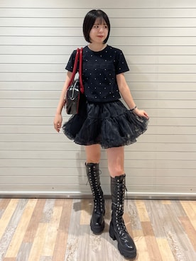 「アイテム（ボストンバッグ）」を使った、MOMOKAさん（レディース・153cm）の夏コーディネート