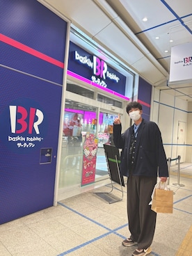 「アイテム（ベスト）」を使った、なで肩くんさん（メンズ・188cm）の秋コーディネート