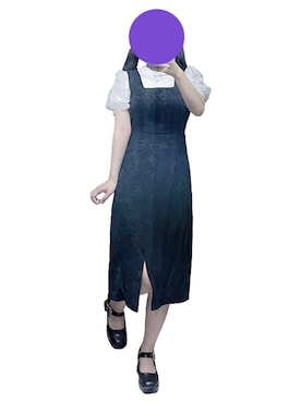「スリット」｜「アイテム（ジャンパースカート）」を使った、#7A4AD2さん（レディース・156cm）の秋コーディネート