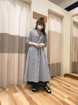 「Samansa Mos2 blue（サマンサモスモスブルー）のアイテム（タンクトップ）」を使った、mumuさん（レディース・152cm）の夏コーディネート