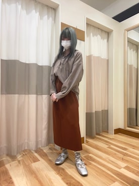 「Samansa Mos2 blue（サマンサモスモスブルー）のアイテム（スカート、オレンジ系）」を使った、mumuさん（レディース・152cm）の夏コーディネート