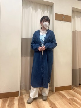 「Samansa Mos2 blue（サマンサモスモスブルー）のアイテム（シャツワンピース）」を使った、mumuさん（レディース・152cm）の冬コーディネート