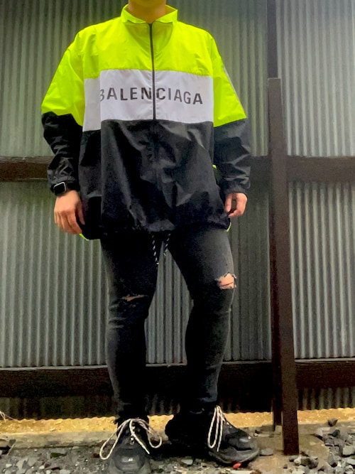 BALENCIAGA ナイロンジャケット ネオンイエロー/ブラック BALENCIAGA バレンシアガ ジャケット ウール ナイロン イエロー