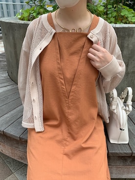 「アイテム（ワンピース/ドレス、オレンジ系）」を使った、210nouvemayuさん（レディース・157cm）の夏コーディネート