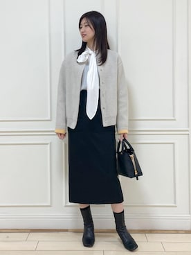 「ボウタイ」｜「アイテム（ブーツ）」を使った、_ayaka_さん（レディース・166cm）の冬コーディネート