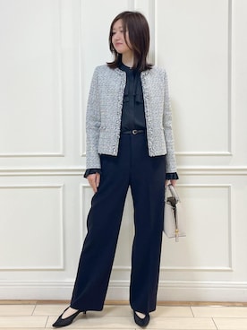 「アイテム（ノーカラージャケット）」を使った、_ayaka_さん（レディース・166cm）の冬コーディネート