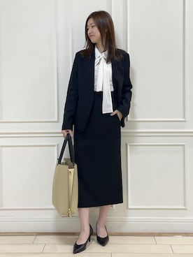「アイテム（ノーカラージャケット）」を使った、_ayaka_さん（レディース・166cm）の秋コーディネート