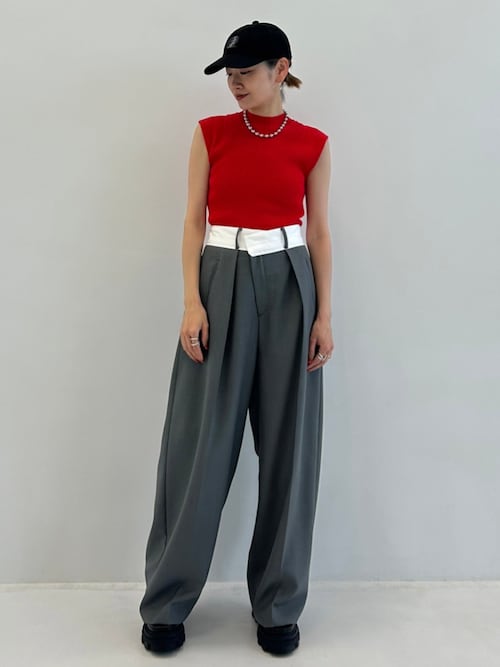 STUDIOUS/ステュディオス】アシンメトリックフロントトラウザーパンツ 