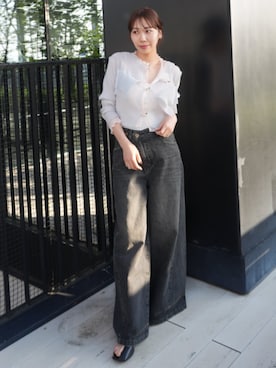 「STUDIOUS（ステュディオス）のアイテム（パンツ）」を使った、STUDIOUS STAFFさん（レディース・155cm）の春コーディネート