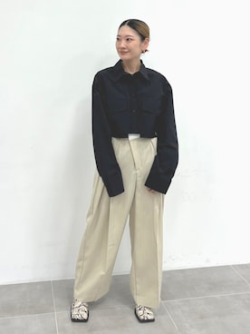 「STUDIOUS（ステュディオス）のアイテム（パンツ）」を使った、STUDIOUS STAFFさん（レディース・154cm）の夏コーディネート