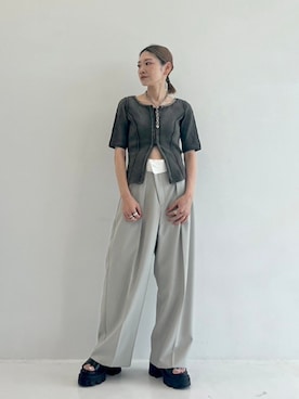 「STUDIOUS（ステュディオス）のアイテム（サンダル）」を使った、STUDIOUS STAFFさん（レディース・154cm）の夏コーディネート