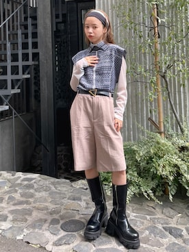 「STUDIOUS（ステュディオス）のアイテム（ブーツ）」を使った、STUDIOUS STAFFさん（レディース・152cm）の夏コーディネート