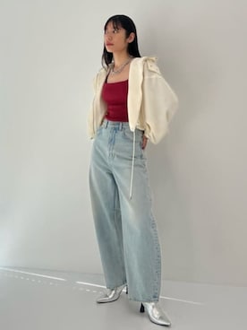 「STUDIOUS（ステュディオス）のアイテム（ブルゾン）」を使った、STUDIOUS STAFFさん（レディース・162cm）の春コーディネート