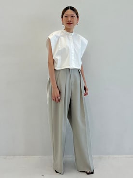 「STUDIOUS（ステュディオス）のアイテム（パンツ）」を使った、STUDIOUS STAFFさん（レディース・154cm）の夏コーディネート