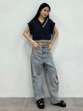 「STUDIOUS(ステュディオス)のアイテム(ベスト)」を使った、STUDIOUS STAFFさん(レディース・165cm)の夏コーディネート