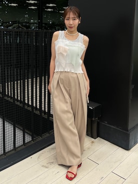 「STUDIOUS(ステュディオス)のアイテム(パンツ)」を使った、STUDIOUS STAFFさん(レディース・155cm)の夏コーディネート