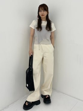 「kotohayokozawa（コトハヨコザワ）の【kotohayokozawa/コトハヨコザワ】《STUDIOUS別注》SHEER CAMISOLE/シアーキャミソール/ウォッシャブル（キャミソール、グレー系）」を使った、STUDIOUS STAFFさん（レディース・150cm）の夏コーディネート