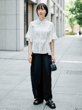 「STUDIOUS(ステュディオス)のアイテム」を使った、STUDIOUS STAFFさん(レディース・162cm)の春コーディネート