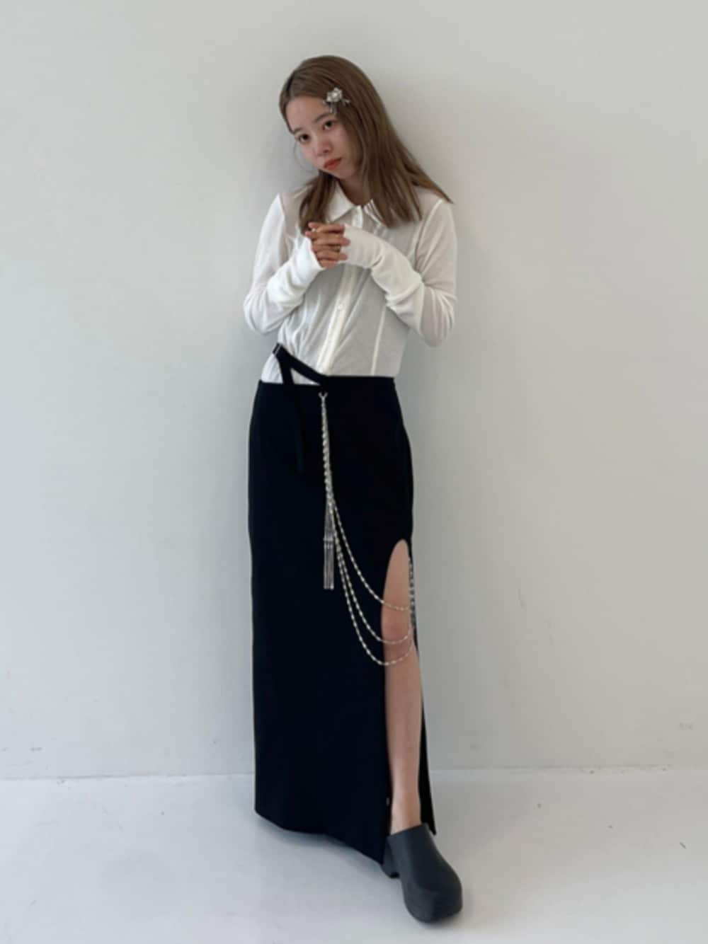 tanaka daisuke タナカダイスケ チェーン付きスカート three long chain cut-out tight skirt 3連チェーン付きタイト