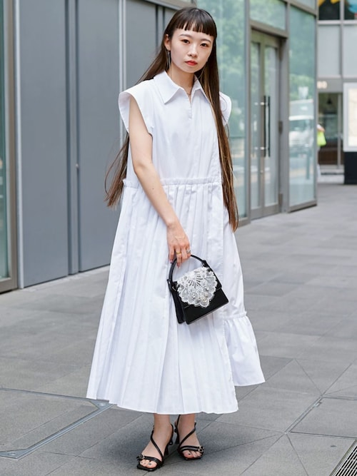 ワンピース YUA174 STUDIOUS/ステュディオス】Asymmetry pleats one-piece/アシンメトリー
