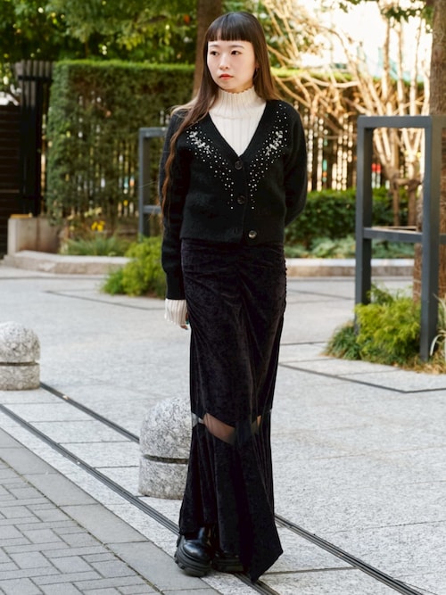 FETICO/フェティコ】《STUDIOUS別注》VELOUR SHEER CUT HEM DRESS