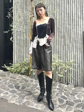 「STUDIOUS（ステュディオス）のアイテム（ブーツ）」を使った、STUDIOUS STAFFさん（レディース・156cm）の秋コーディネート