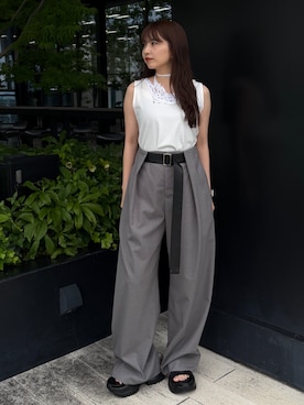 「STUDIOUS(ステュディオス)のアイテム(パンツ)」を使った、STUDIOUS STAFFさん(レディース・152cm)の夏コーディネート