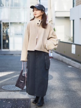 「STUDIOUS（ステュディオス）のアイテム（ブルゾン）」を使った、STUDIOUS STAFFさん（レディース・151cm）の冬コーディネート