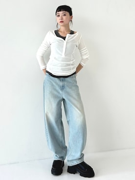「STUDIOUS（ステュディオス）のアイテム（サンダル）」を使った、STUDIOUS STAFFさん（レディース・156cm）の夏コーディネート