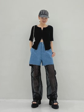 「STUDIOUS（ステュディオス）のアイテム（サンダル）」を使った、STUDIOUS STAFFさん（レディース・154cm）の夏コーディネート