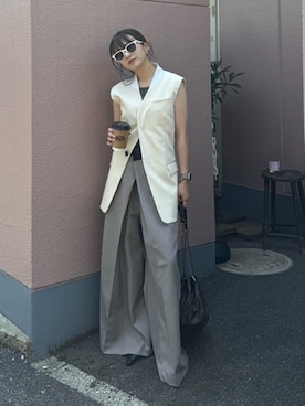 「STUDIOUS（ステュディオス）のアイテム（パンツ）」を使った、STUDIOUS STAFFさん（レディース・151cm）の夏コーディネート