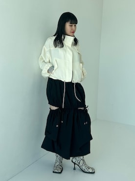 「STUDIOUS（ステュディオス）のアイテム（ブルゾン）」を使った、STUDIOUS STAFFさん（レディース・161cm）の春コーディネート