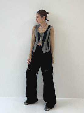 「STUDIOUS(ステュディオス)のアイテム(ベスト)」を使った、STUDIOUS STAFFさん(レディース・154cm)の春コーディネート