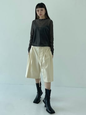 「STUDIOUS（ステュディオス）のアイテム（パンツ）」を使った、STUDIOUS STAFFさん（レディース・156cm）の夏コーディネート