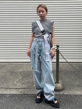 「CLANE（クラネ）のアイテム（ニット/セーター）」を使った、STUDIOUS STAFFさん（レディース・152cm）の夏コーディネート