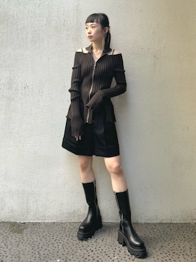 「STUDIOUS（ステュディオス）のアイテム（ブーツ）」を使った、STUDIOUS STAFFさん（レディース・156cm）の夏コーディネート