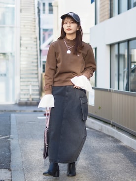 「STUDIOUS（ステュディオス）のアイテム（帽子）」を使った、STUDIOUS STAFFさん（レディース・151cm）の冬コーディネート