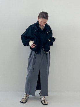 「STUDIOUS（ステュディオス）のアイテム（ブルゾン）」を使った、STUDIOUS STAFFさん（レディース・154cm）の春コーディネート