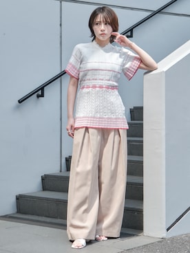 「STUDIOUS（ステュディオス）のアイテム（パンツ）」を使った、STUDIOUS STAFFさん（レディース・163cm）の春コーディネート