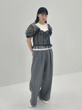 「STUDIOUS（ステュディオス）のアイテム（パンツ）」を使った、STUDIOUS STAFFさん（レディース・161cm）の夏コーディネート