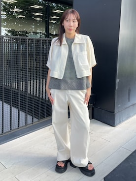 「STUDIOUS（ステュディオス）の【STUDIOUS/ステュディオス】Padded Cross Sandals/パデッドクロスサンダル/厚底サンダル/歩きやすい（サンダル、ブラック系）」を使った、STUDIOUS STAFFさん（レディース・150cm）の夏コーディネート